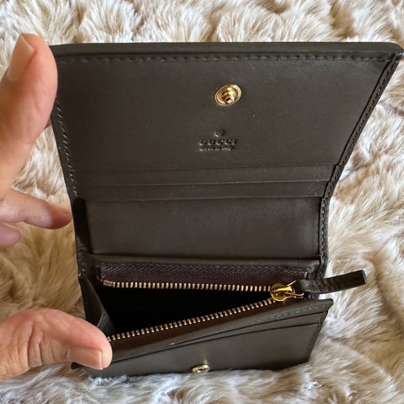 GUCCI - Authentic GG Supreme Canvas Bi-Fold Mini Wallet 508757 Beige / Brown - Picture 6 of 10